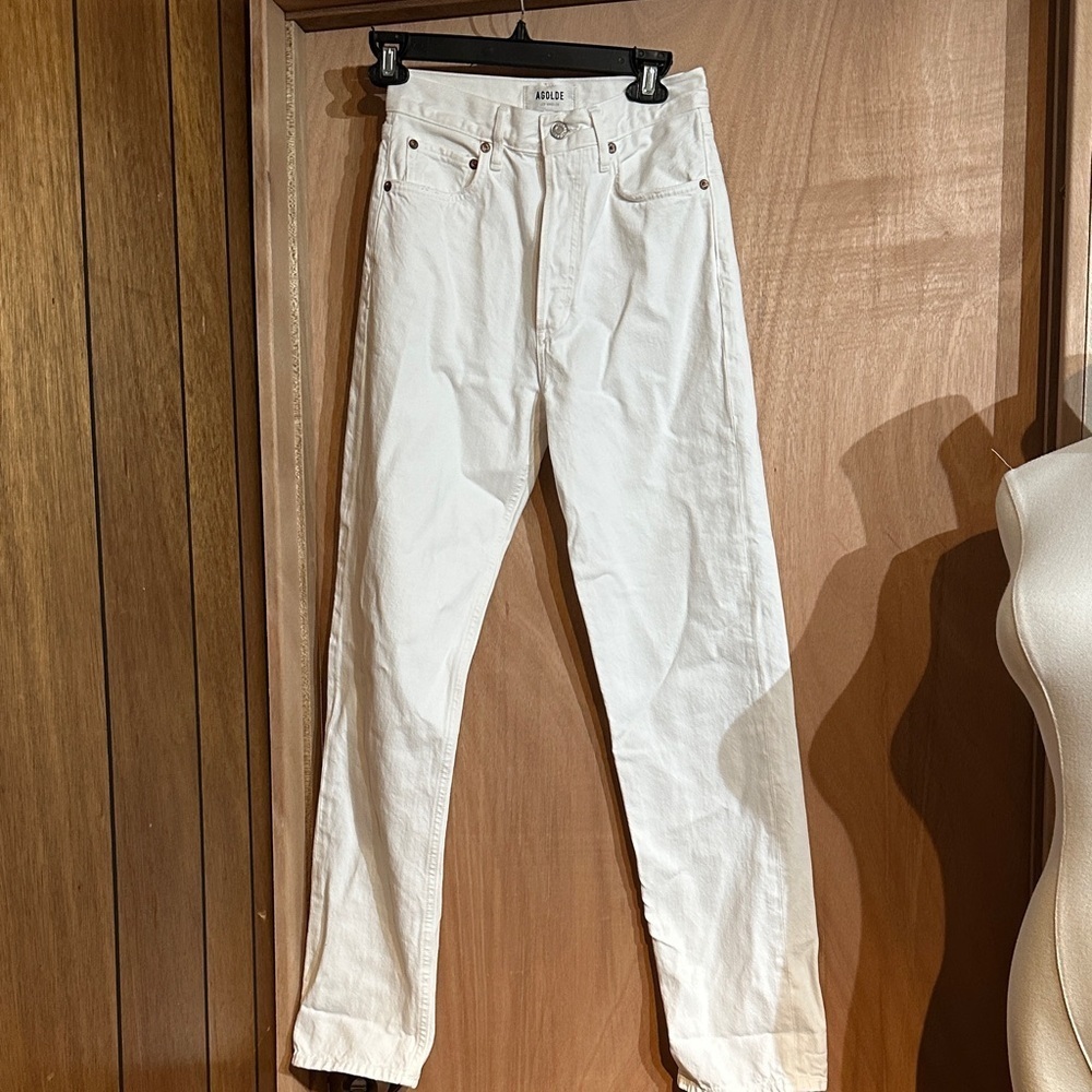Agolde White Straight Leg Jeans